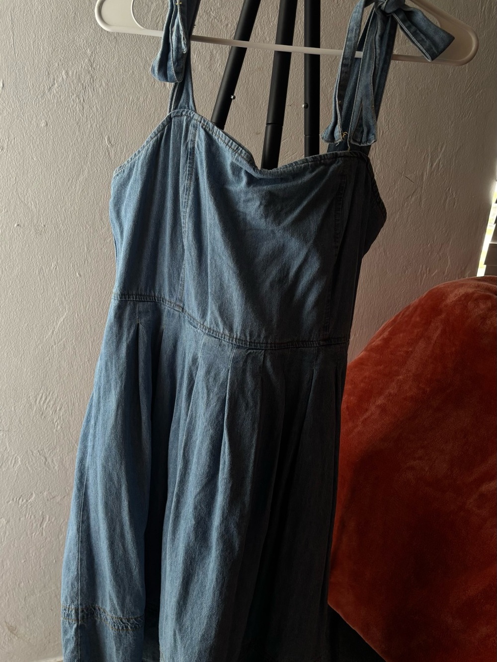 Blu Pepper Light Blue Denim Sundress with Tie Straps
